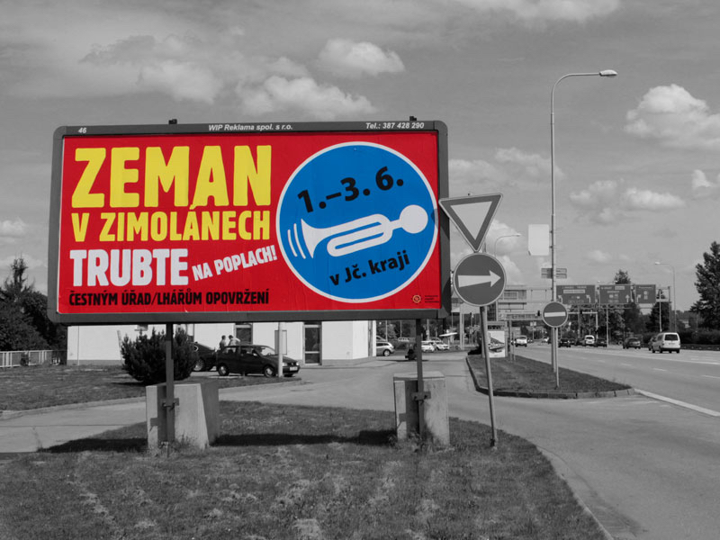 Zeman v Zimolánech: billboard v Nádražní ulici, Č. Budějovice (2)